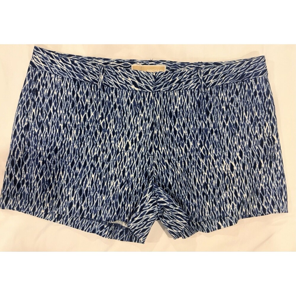Michael Kors Printed Shorts Womens Size 6 Blue White Stretch Casual Summer